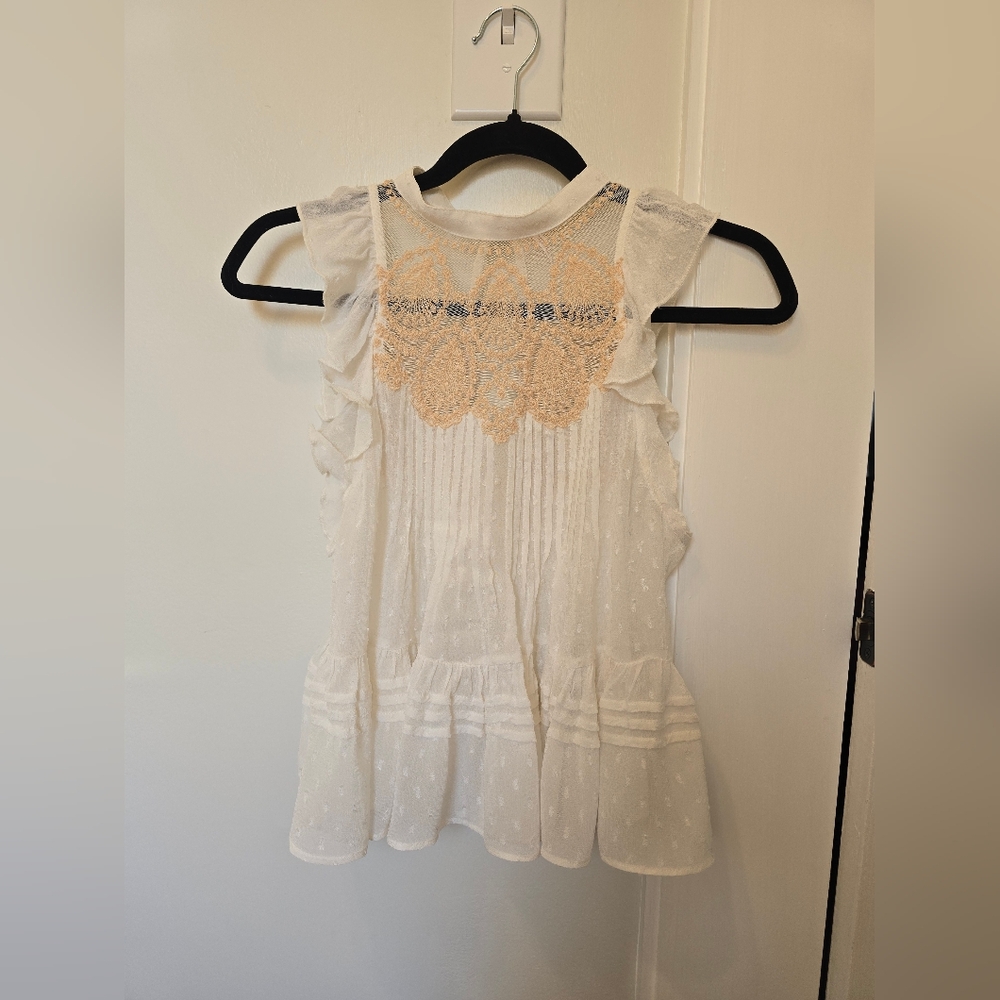 Free people sheer blouse top size xs
